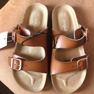 Kids Drew slip on footbed sandals by Cat&Jack size 13 in cognac